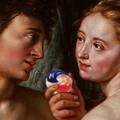 Adam and eve sharing the forbidden fruit
