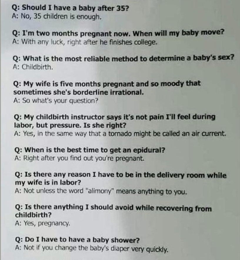 Pregnancy Q&A - meme