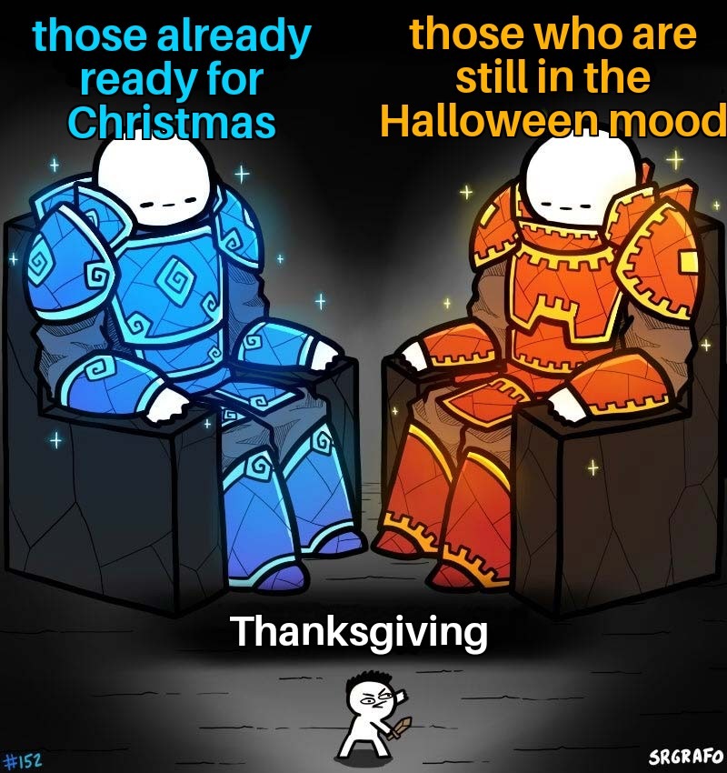Thanksgiving, halloween and christmas - meme