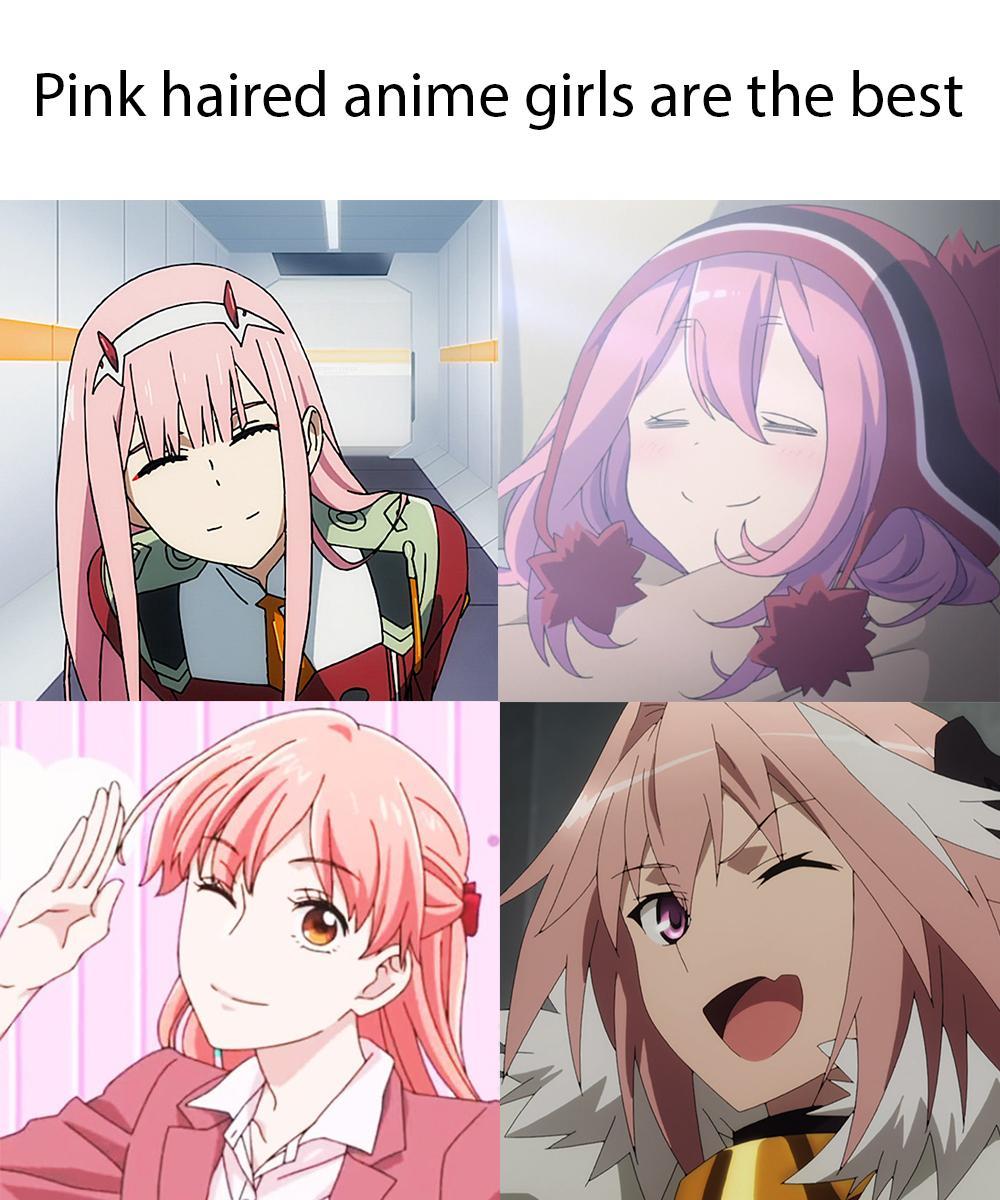 Pink hair is a sign of the devil. - meme