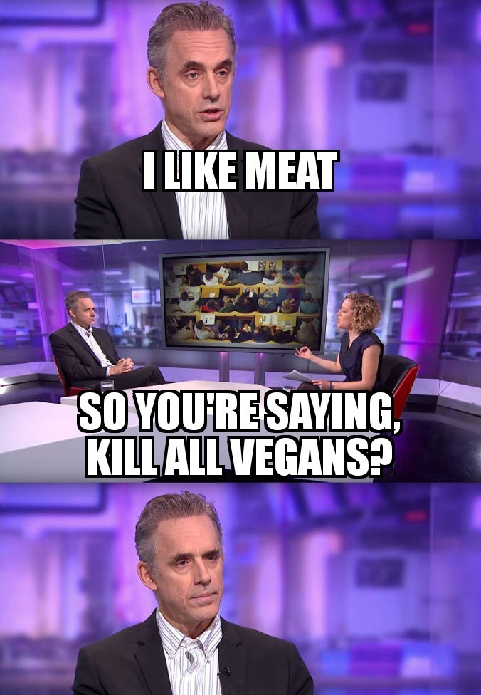 I'd kill all vegans. - meme