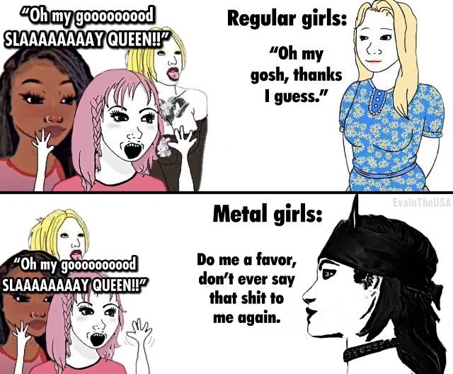Regular girls vs metal girls - meme