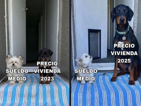 2025: el sueldo jugando al escondite con el precio de vivienda - meme