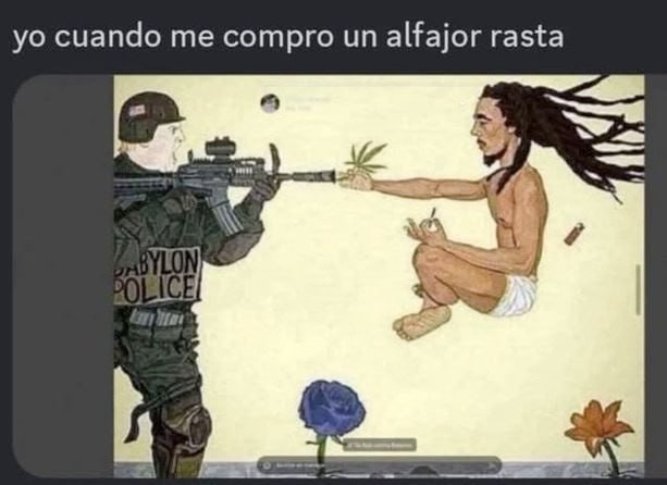 esa felicidad tonta cuando compras un alfajor rasta - meme
