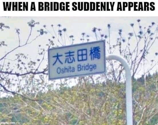 Oh shit a bridge - meme