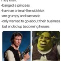 Same type of hero, Shrek Solo