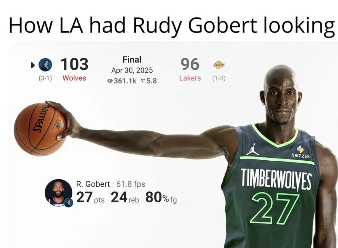 Lakers made Ruby Gobert look like prime Shaq and Jesus combined - meme