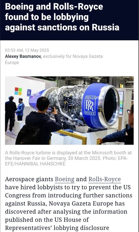 Boeing and Rolls-Royce fighting sanctions like their jets depend on it - meme