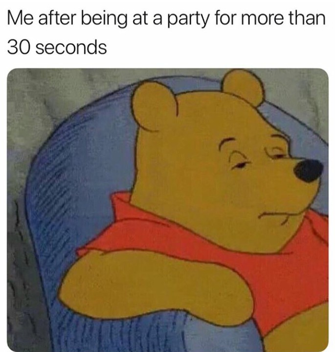 Im not much of a party person...but im always down to get high and chill - meme