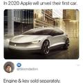 Apple car to be unveiled in 2020: engine & key sold separately
