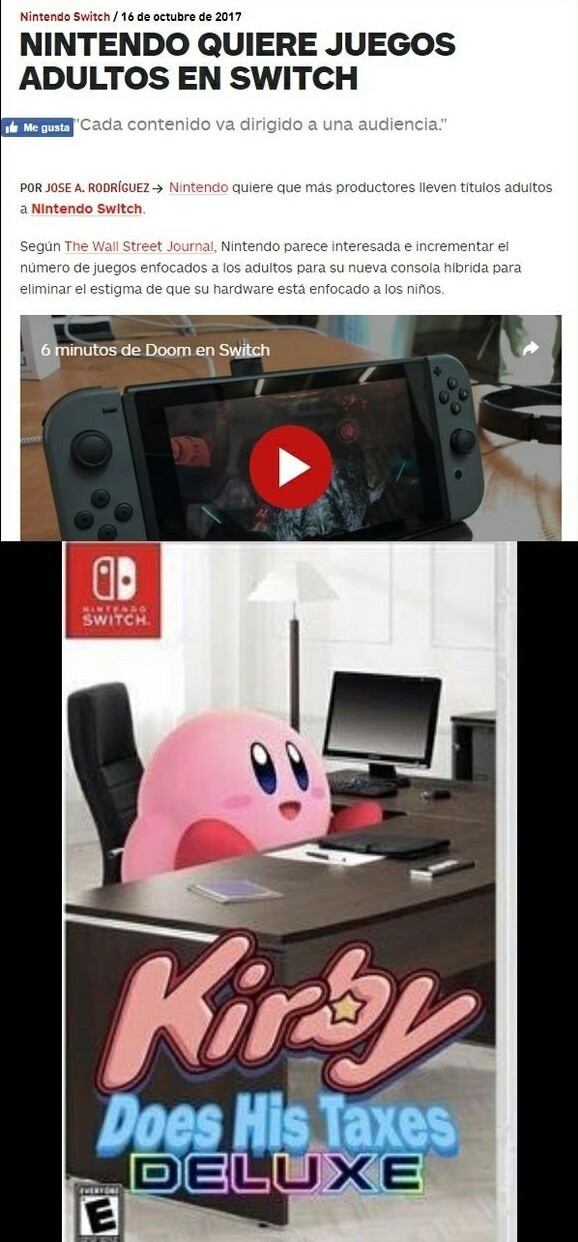 Kirby paga sus impuestos Deluxe - meme