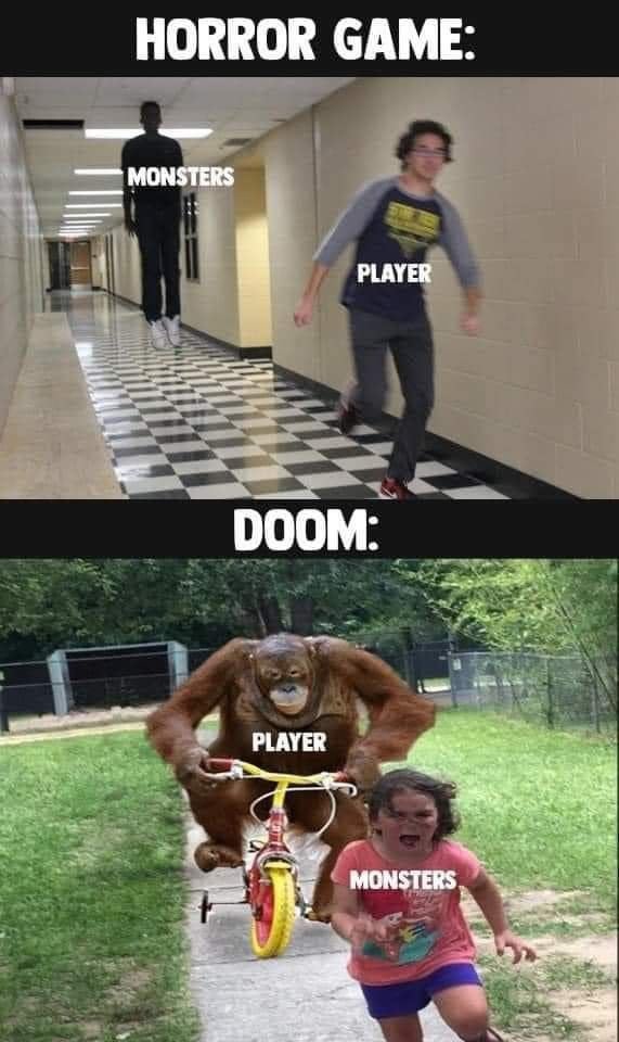 Horror games vs Dooms - meme