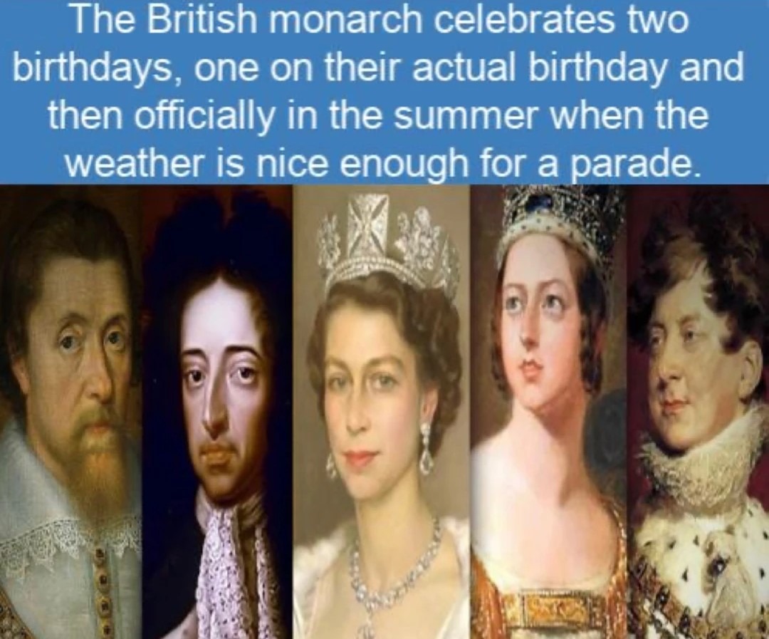 The British monarch celebrates two birthdays - meme