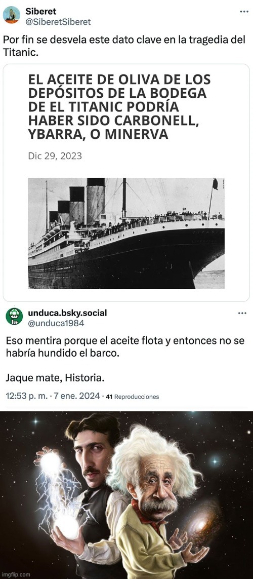 El aceite de oliva del Titanic - meme