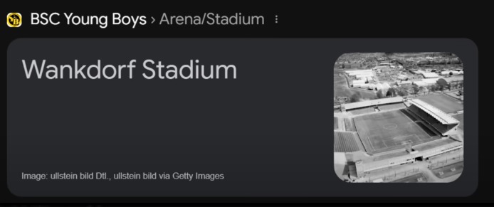 There's a UEFA football team called Young Boys, with a very unfortunately named stadium - meme