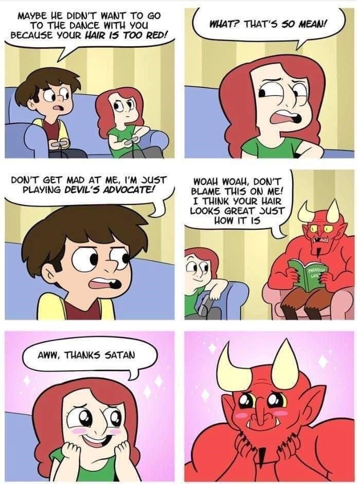 Good guy Satan. Thanks Satan. - meme