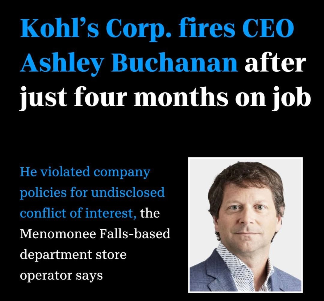Kohl's fired the CEO Ashley Buchanan faster than you can return a sweater - meme