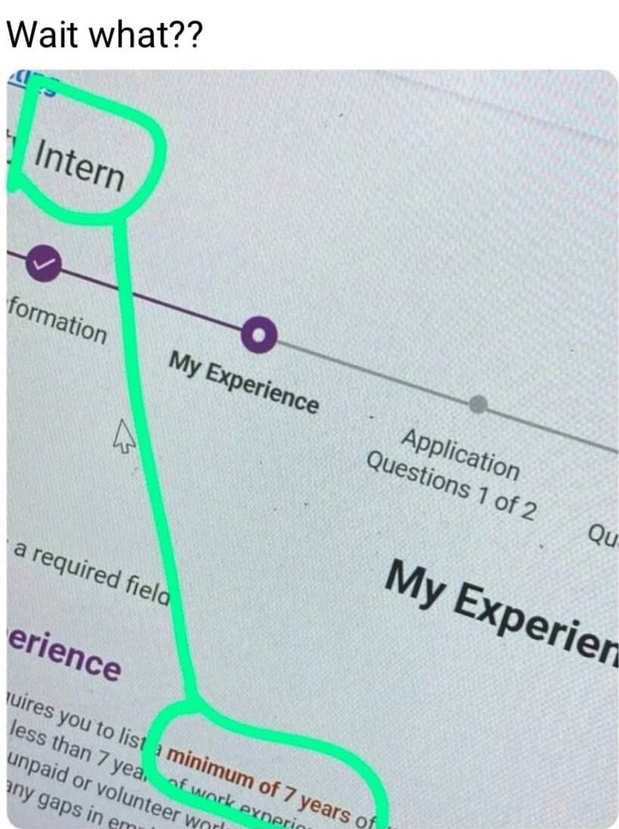 Job app wants 7 years unpaid experience and my soul - meme