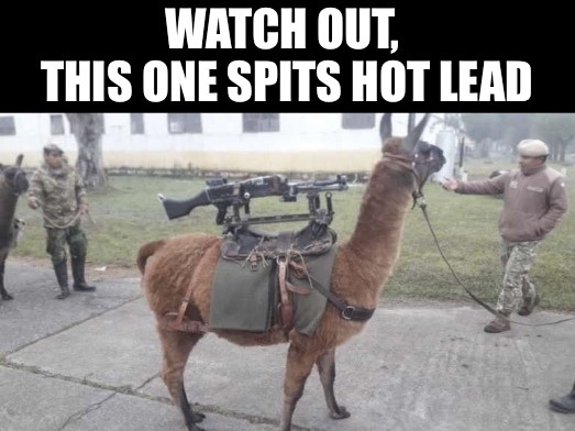Here's a llama There's a llama And another little llama Fuzzy Llama Funny Llama Llama Llama duck - meme