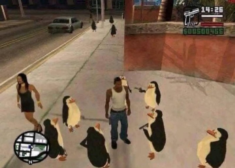 Pingüinos en new cappena - meme