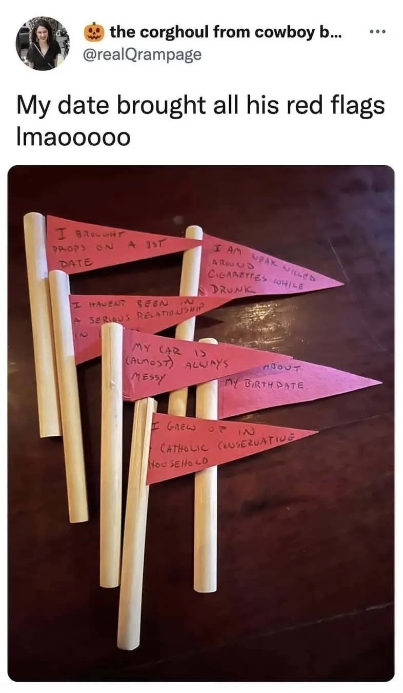 This date brought every single red flag in existence - meme