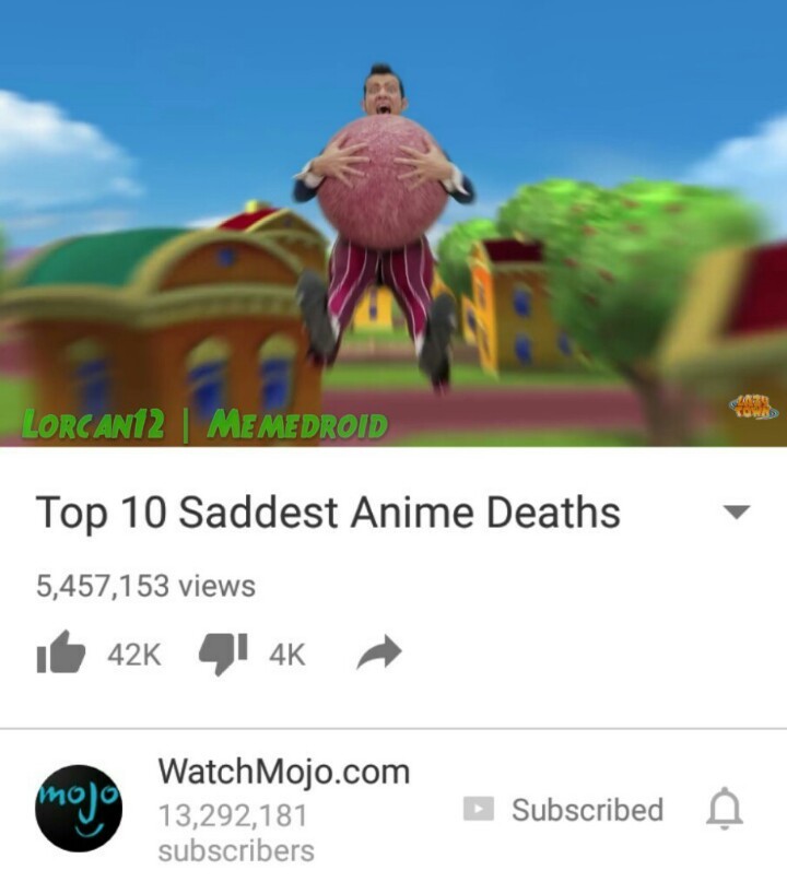 Lazy Town is my favourite anime - meme