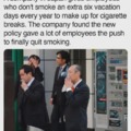 Extra vacation for cigarette breaks