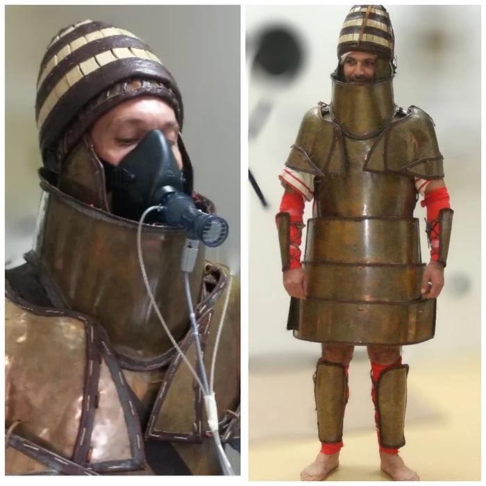 Archaiology and exercise physiology professors tested the mobility and the strain on the body of a fighter wearing a 1500 BC mycenean armor in an 11-hour battle regime. Yeap, it works great. It's not just for ceremony as it was thought up until now. - meme