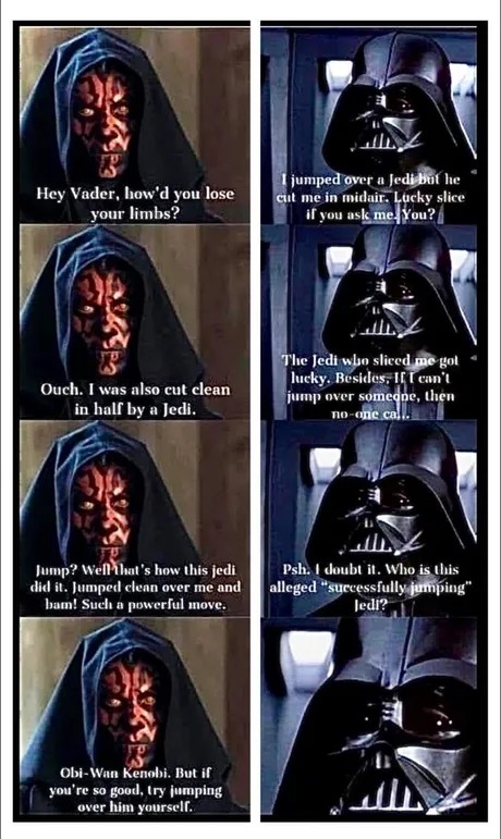 Darh Maul talking with Darth Vader - meme