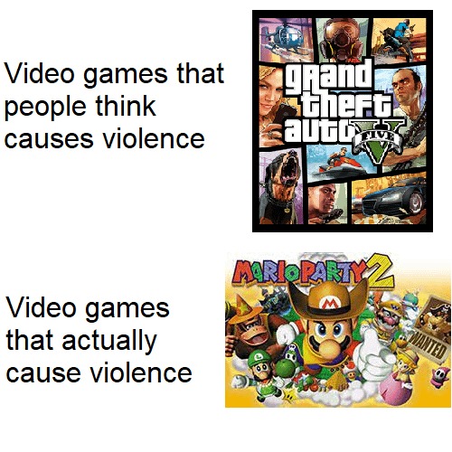 Video games that cause violence - meme