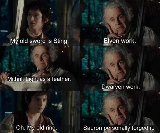 Sword lineage flex off: Elves, Dwarves, and literal Dark Lord edition - meme