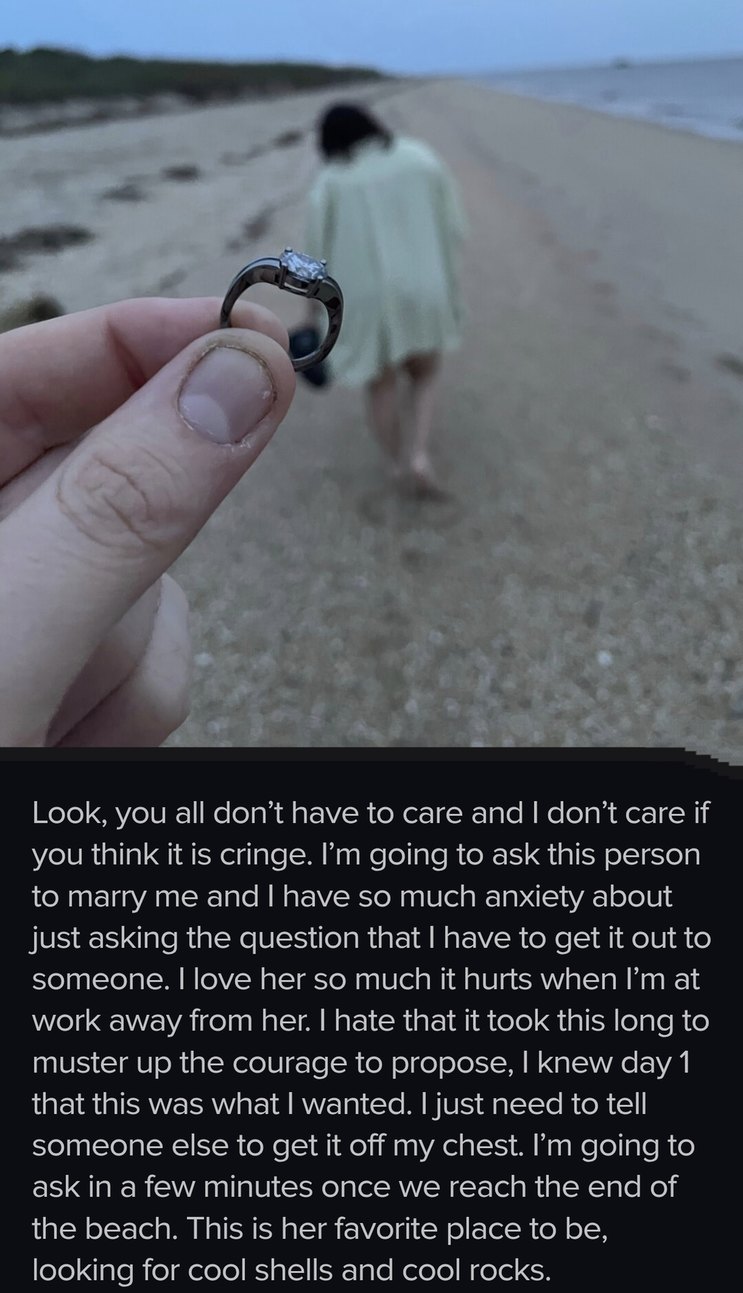 He's about to propose and it's pure anxiety energy - meme
