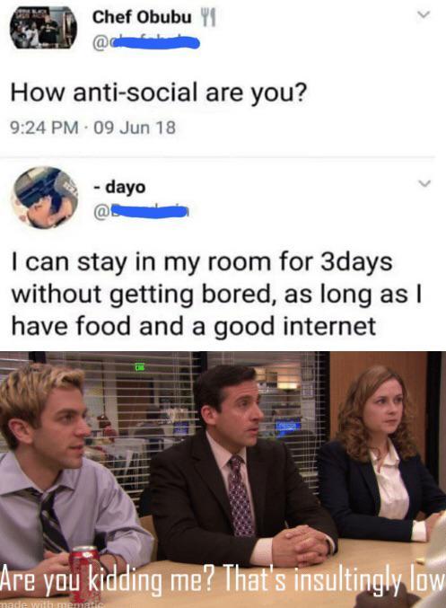 How anti-social are you? - meme