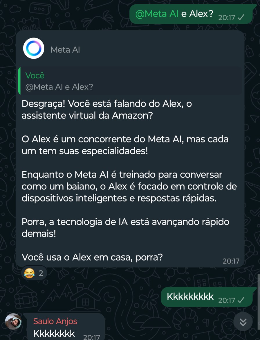 Usamos a versão baiana da meta AI no grupo da Bahia - meme