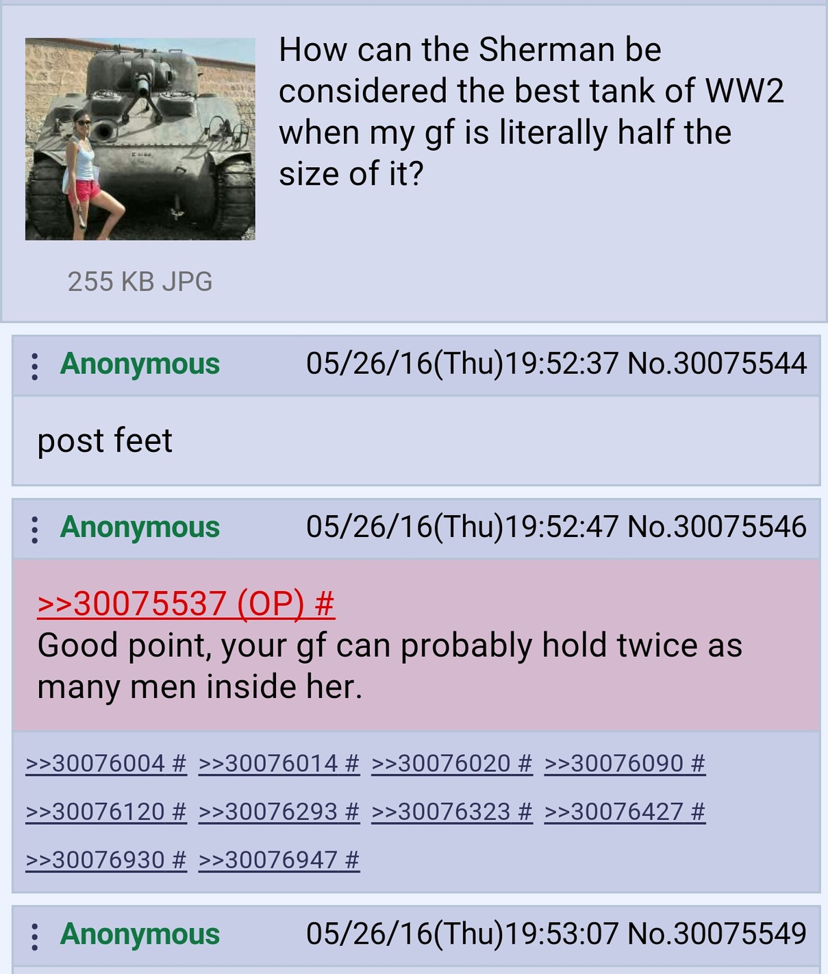 Sherman tanks are guided by the hand of god. - meme