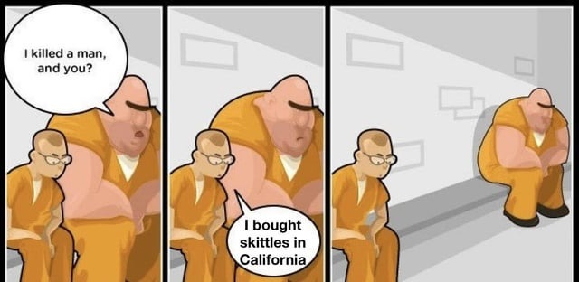 Skittles banned California meme