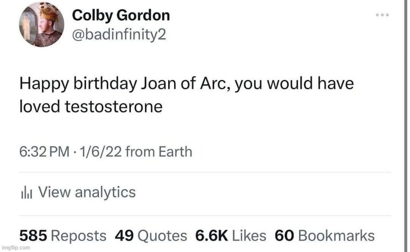 Happy birthday Joan of Arc - meme