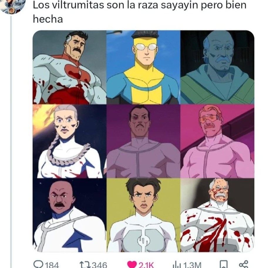 Los viltrumitas son como los sayayin pero sin tanto llanto - meme