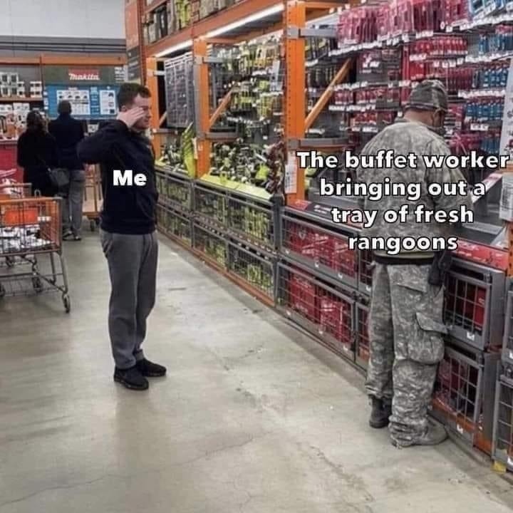 When you drop the rangoons and it’s instant war - meme