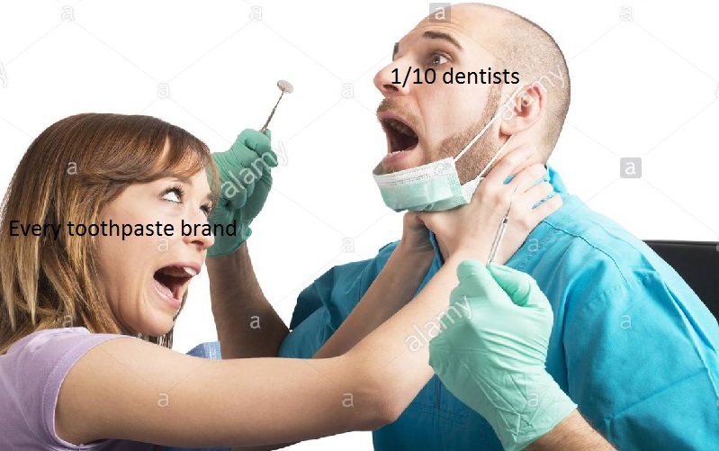 Which fucking dentist keeps saying "This toothpaste bad lol" - meme