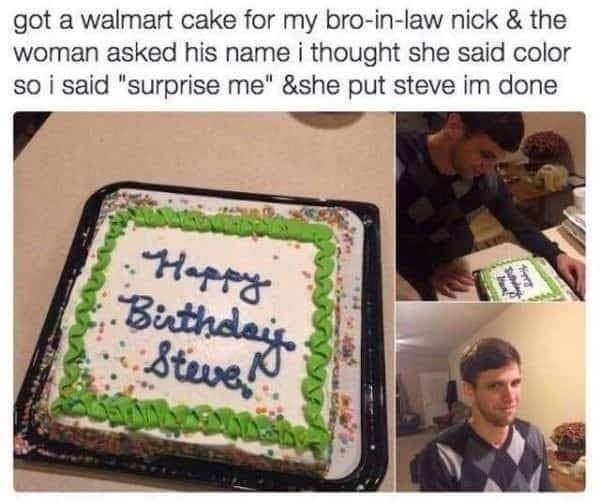 Said ‘surprise me’ for cake color, got Steve instead - meme