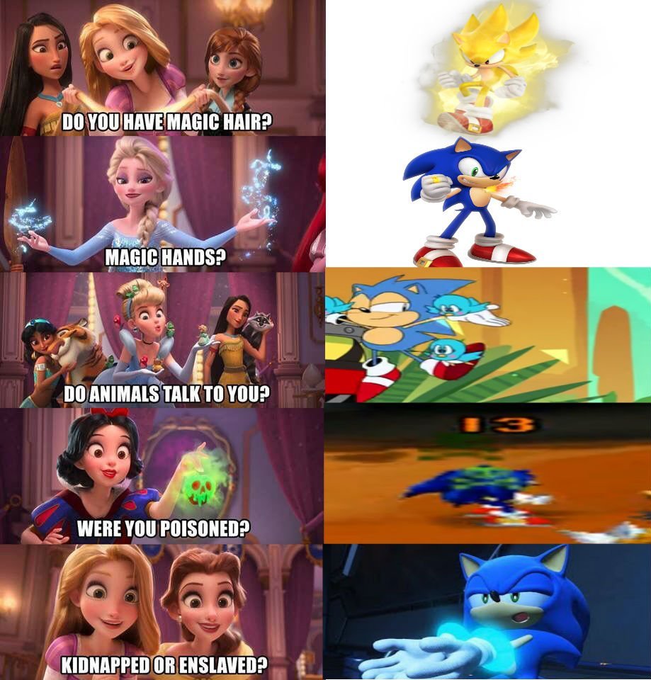 Sonic es una princesa disney - meme