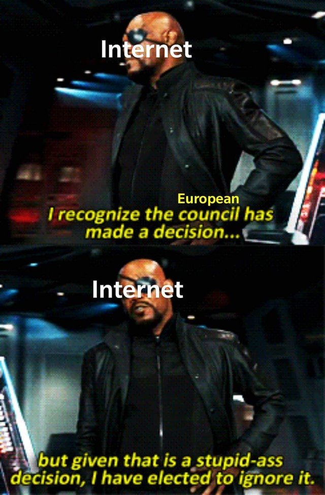 Nick Fury on EU Article 13 - meme