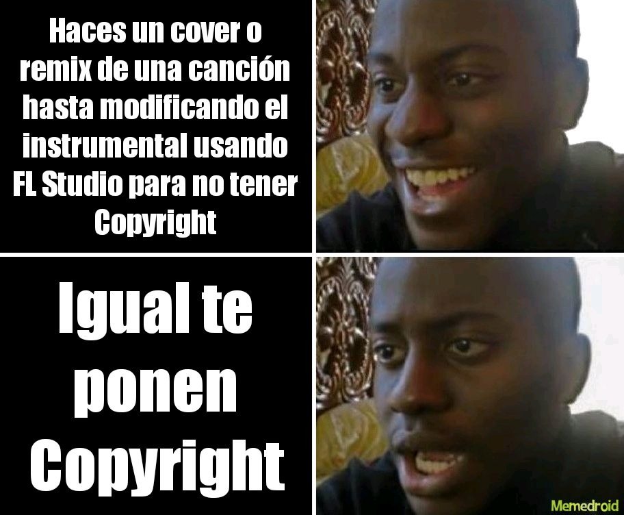 Me pasa, en mi canal de YouTube subía Cover IA con instrumental modificada, pero el copy era por las voces, pero cuando empecé a subir cover con soundfont, me pegan el copy igual - meme