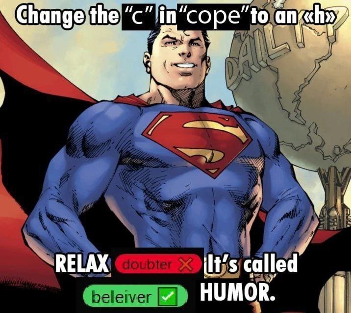 Don't doubt the cope believer, they got inner peace - meme