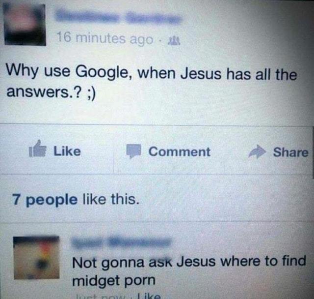 Google has all the answers. Jesus too. - meme
