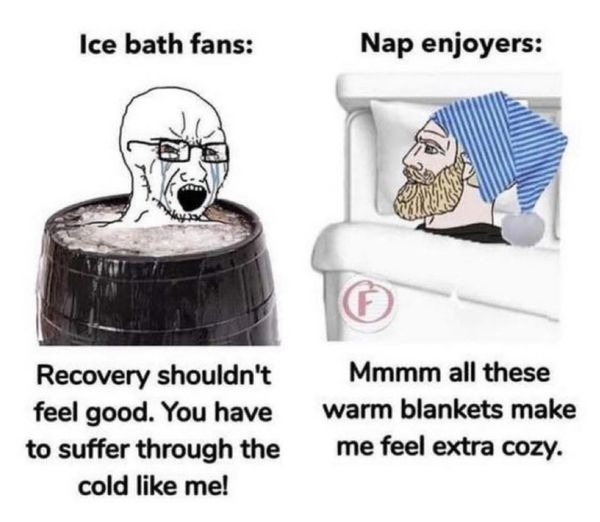 wiping boogers on ice baths - meme