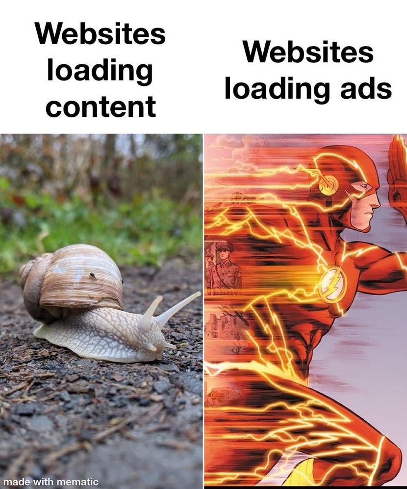 Loading content vs loading ads - meme