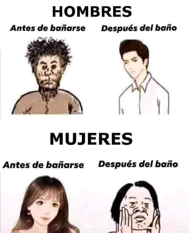 antes y despues de la ducha - meme