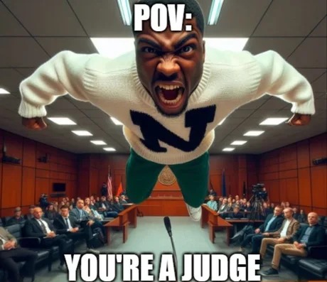 guy jumps at judge in court meme